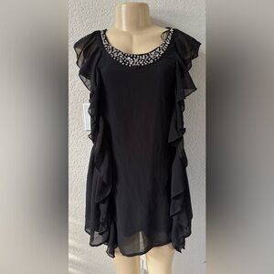 H&M Black Ruffle Mini Dress fashion classy party cocktail night out midi